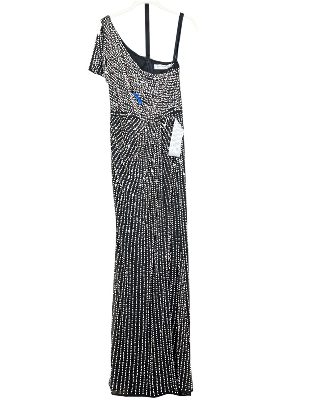 Mac Duggal Pearl Embellished Soft Tie One Shoulder Gown Size 6 Style #93735 NWT - Picture 10 of 10